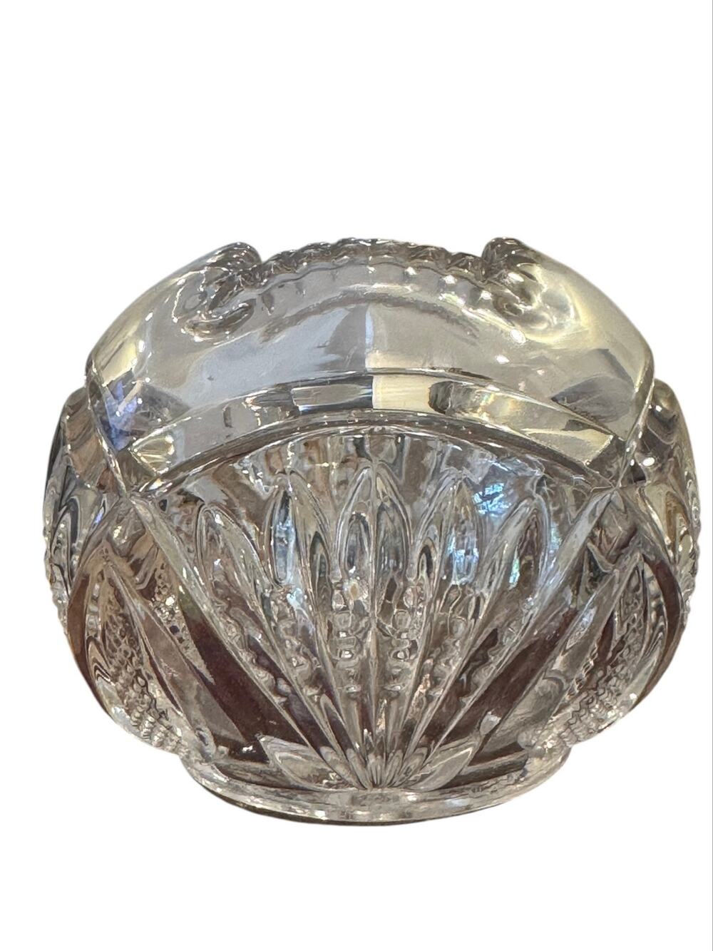 Vintage EAPG Heisey Pineapple & Fan Clear Glass Rose Bowl